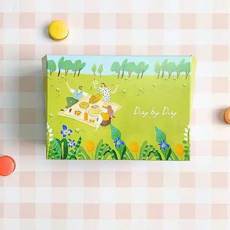 

snack box motif lucu picnic day dus packaging kemasan kue basah tradisional air minenal ukuran 14.5x10.5x7 cm