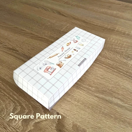 

dus putih ivory packaging kemasan kue bronies bolu donat motif aquare pattern gift box snack ukuran 23.5x10.5x5 cm