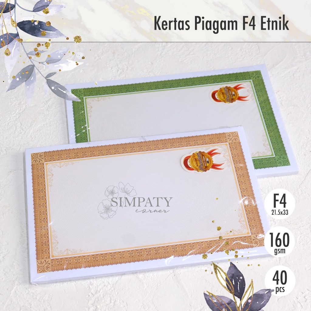 

NEW! Blanko Kertas Piagam Sertifikat Folio F4 Simpaty Etnik isi 40
