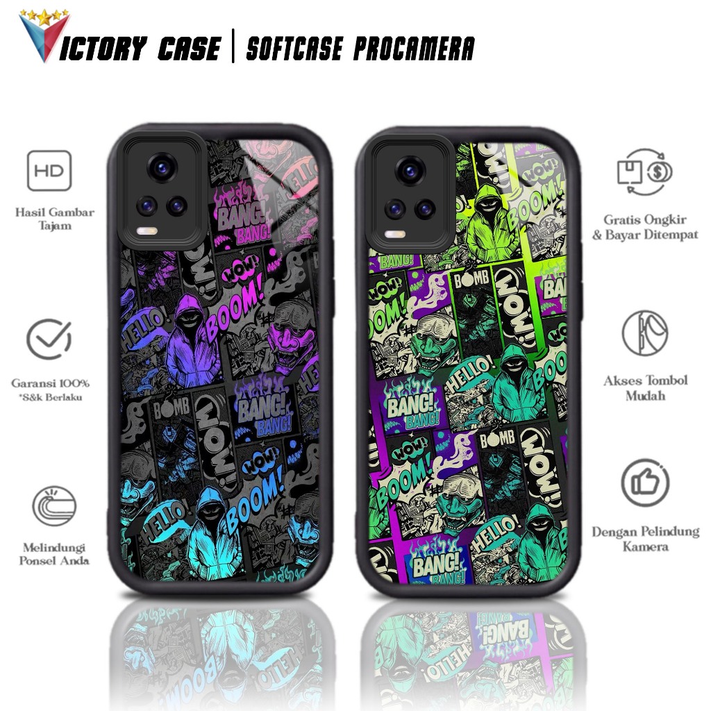 Case Premium Compatible For VIVO V20 Motif [ BOOM ] Casing Softcase Glossy Anti Jamur