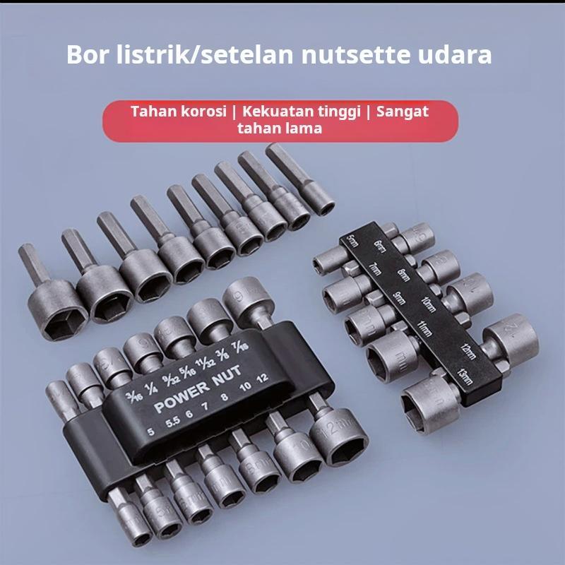 Mata Bor Baut Baja Ringan adaptor Kunci Roofing 1 set kombinasi 14 Pcs Socket Wrench Power Nut
