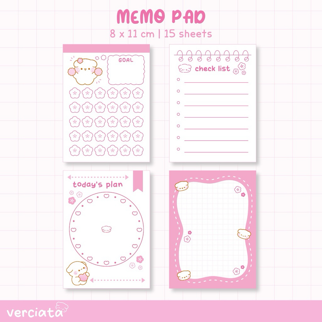 

[MEMO PAD] Goals tracker / Check List / Today's plan / Grid note - verciata original merch
