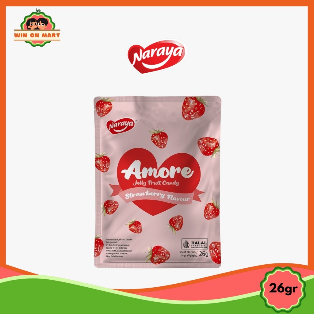 

[oddsolshop] pekanbaru/Naraya Amore Jelly Fruit Candy Strawberry 26GR Permen Jeli Buah Stroberi