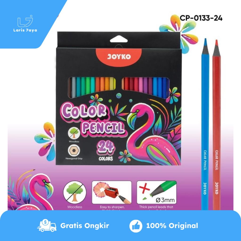 

Pensil 24 Warna Joyko CP-0133-24 ( Woodless Color Pencils )