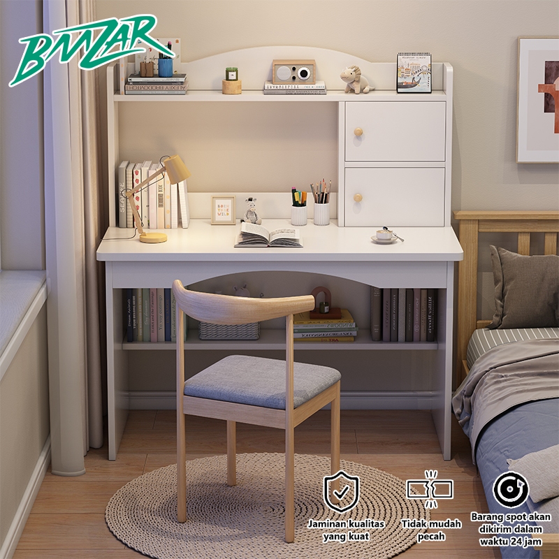 BMZAR Meja Belajar Lesehan Meja Komputer Meja Kerja Minimalis Meja Kamar Aesthetic Meja Kantor kayu 