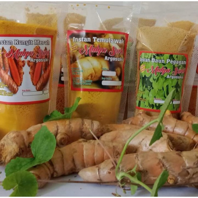 

Jamu Instan Mulyasari Temulawak, Kunyit, Jahe Merah, Jahe Kebo, Jahe Emprit (200gr)