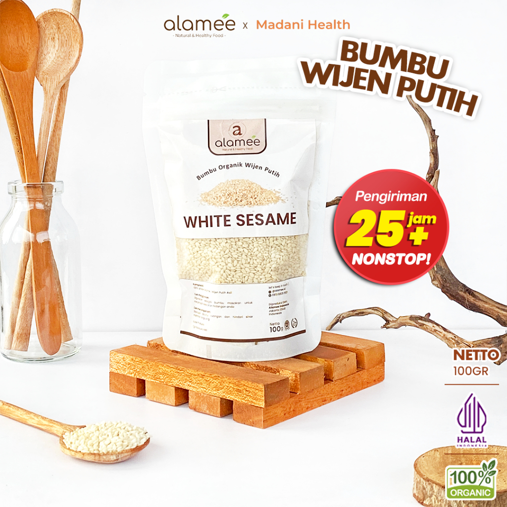 

ALAMEE Wijen Putih White Sesame Seed Bumbu Dapur Organik Masak Rempah Tanpa Campuran Seasoning 100g