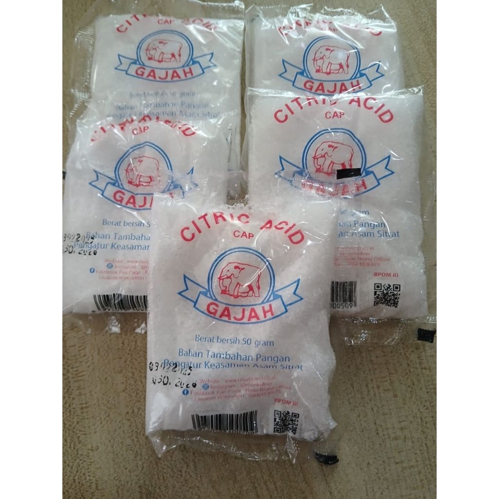 50gr Citrun Acid / Citric Acid Gajah / Citrun Gajah Pembersih Pakaian Asam Sitrat