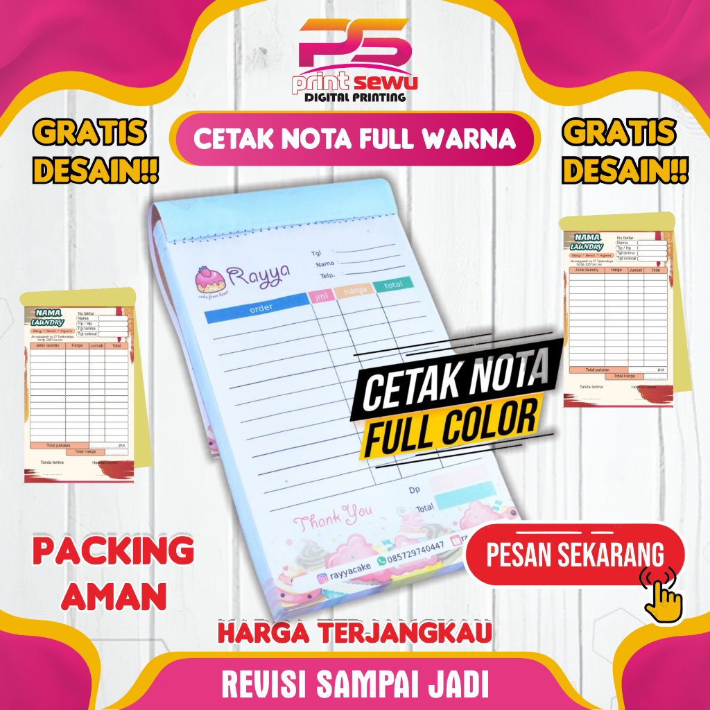

CETAK NOTA FULL WARNA CUSTOM | 1 FLY, 2 FLY, 3 FLY | GRATIS DESAIN | REVISI SAMPAI JADI | BISA REQUEST DESAIN