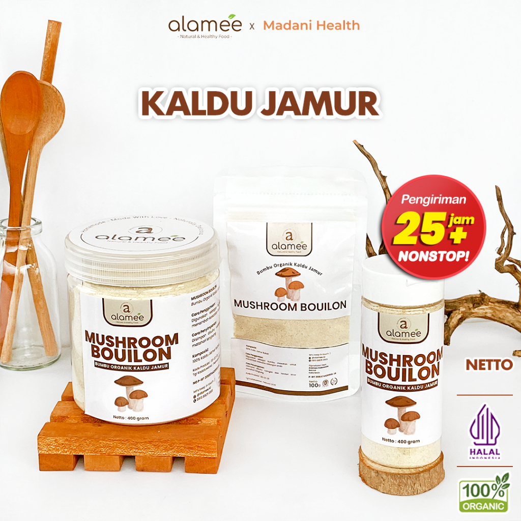 

ALAMEE Kaldu Jamur Bubuk NON MSG Bumbu Dapur Organik Mushroom Powder Penyedap Rasa Seasoning