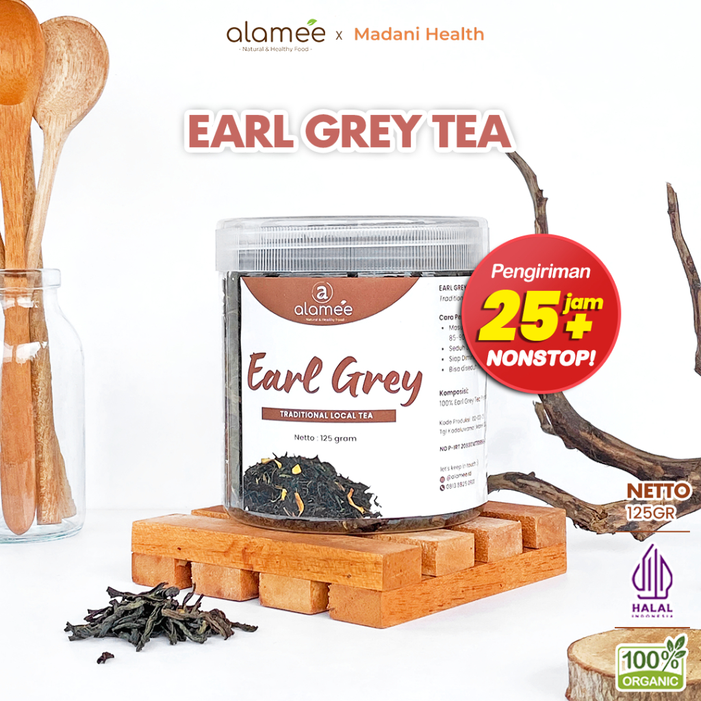 

ALAMEE Teh Bunga Earl Grey Black Tea Alami Organik Dried Leaf Siap Seduh Minum 125gr
