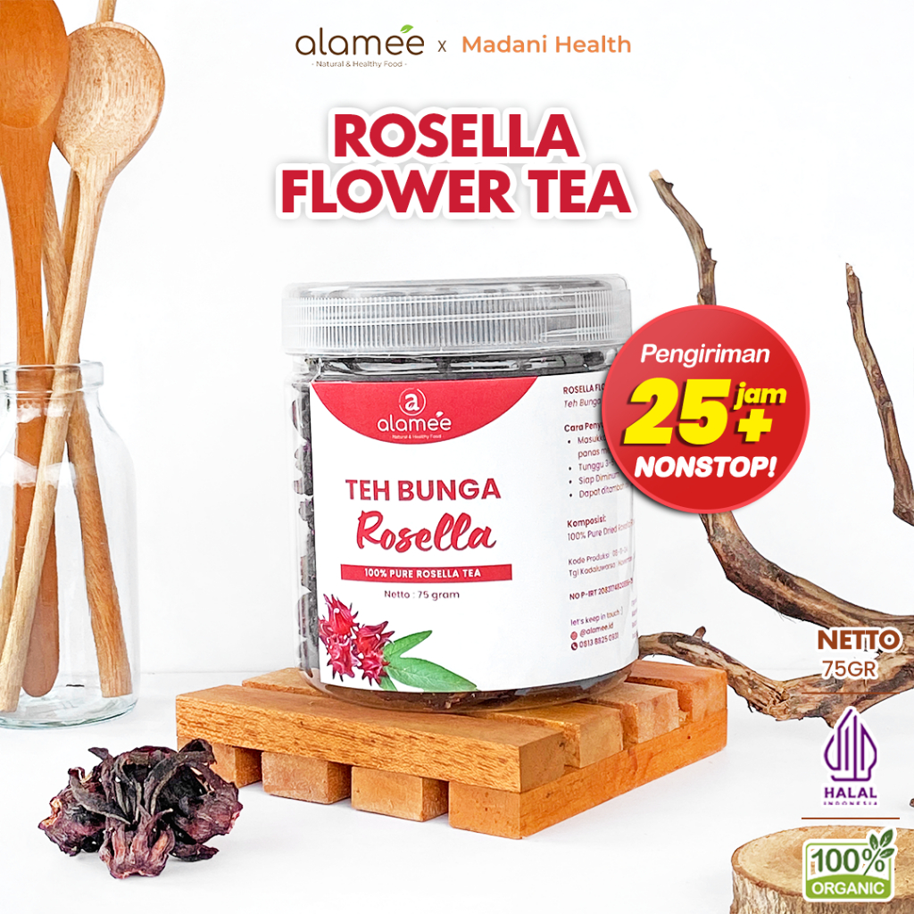 

ALAMEE Teh Bunga Rosella Tea Siap Saji Seduh Sehat Organic Organik Herbal Alami Teh Seduh Siap Minum 75gr