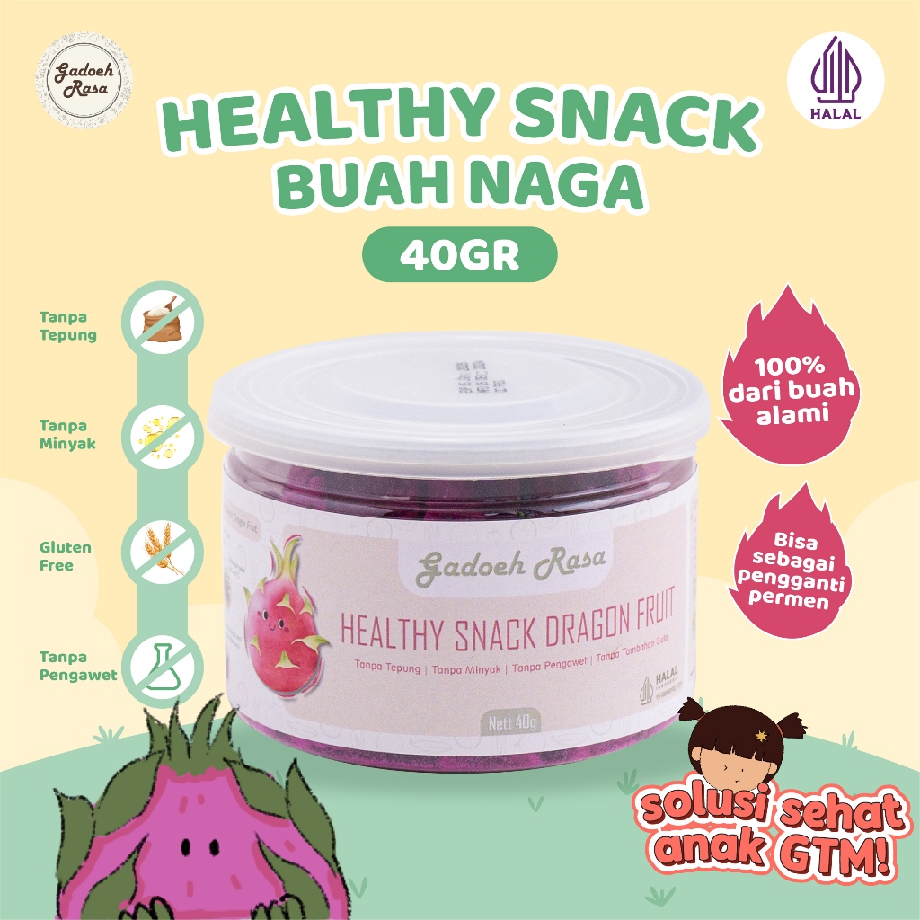 

Gadoeh Rasa Buah Naga Kering Healthy Snack Dragon Fruit