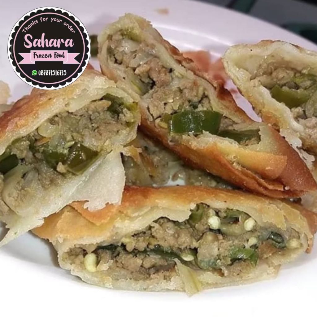 

Sambosa daging pedas bumbu kari India isi full daging sapi cabe ijo