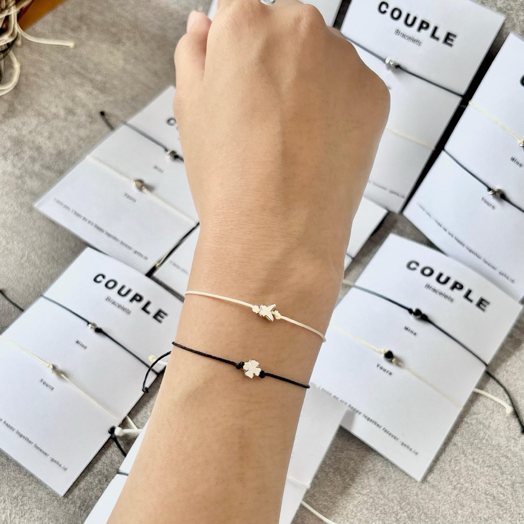 Gelang couple simple cute / Mine yours bracelet simple / Couple bracelet / Gelang couple manik daun 