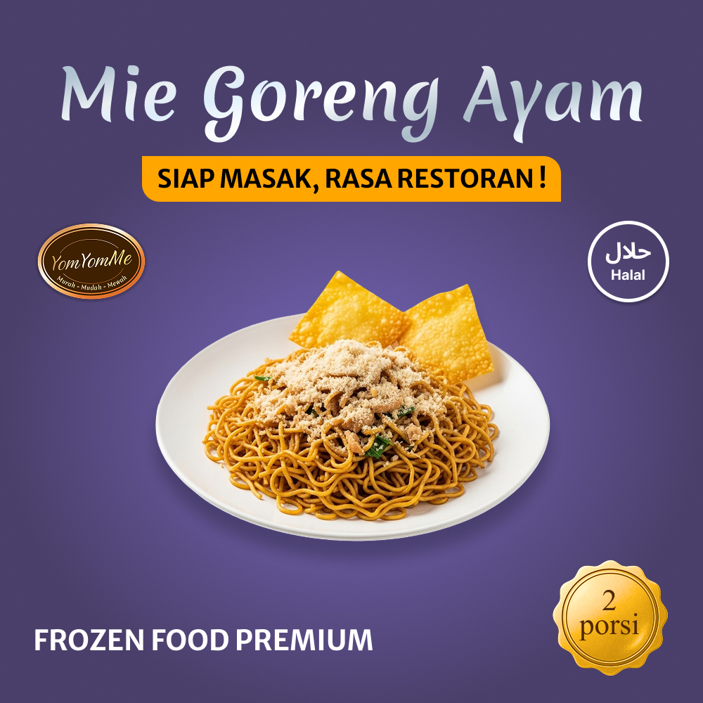 

YomYomMe Mie Goreng Ayam Frozen Food – 2 Porsi – Praktis, Gurih, Ayam Berlimpah