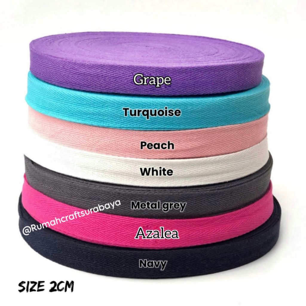 1 ROLL - TWILL TAPE 2CM / PITA KATUN TWILL TAPE/TWILL TAPE POLOS /TALI GULING