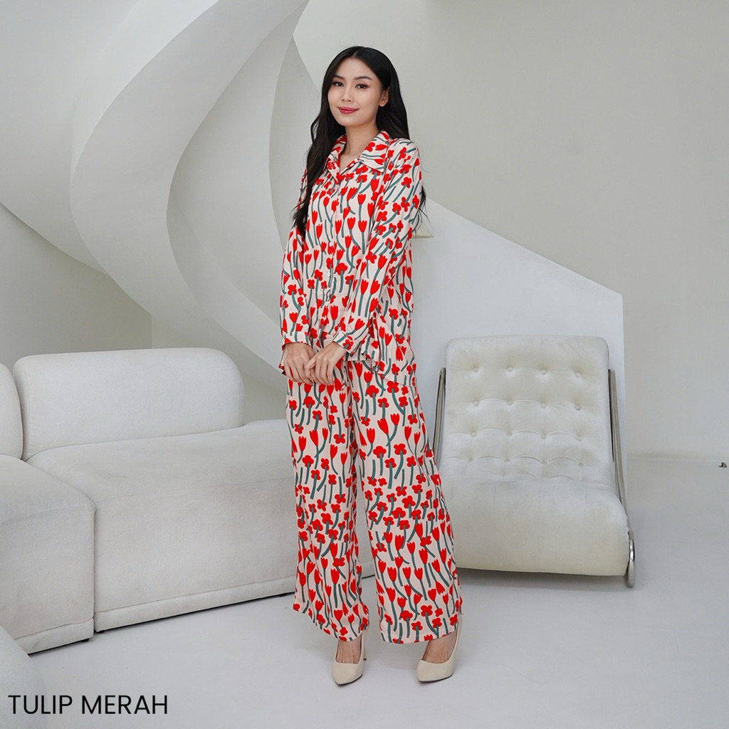 BlessedClothes - One Set Kemeja Motif Aurel - One Set Kemeja - Baju Santai Wanita