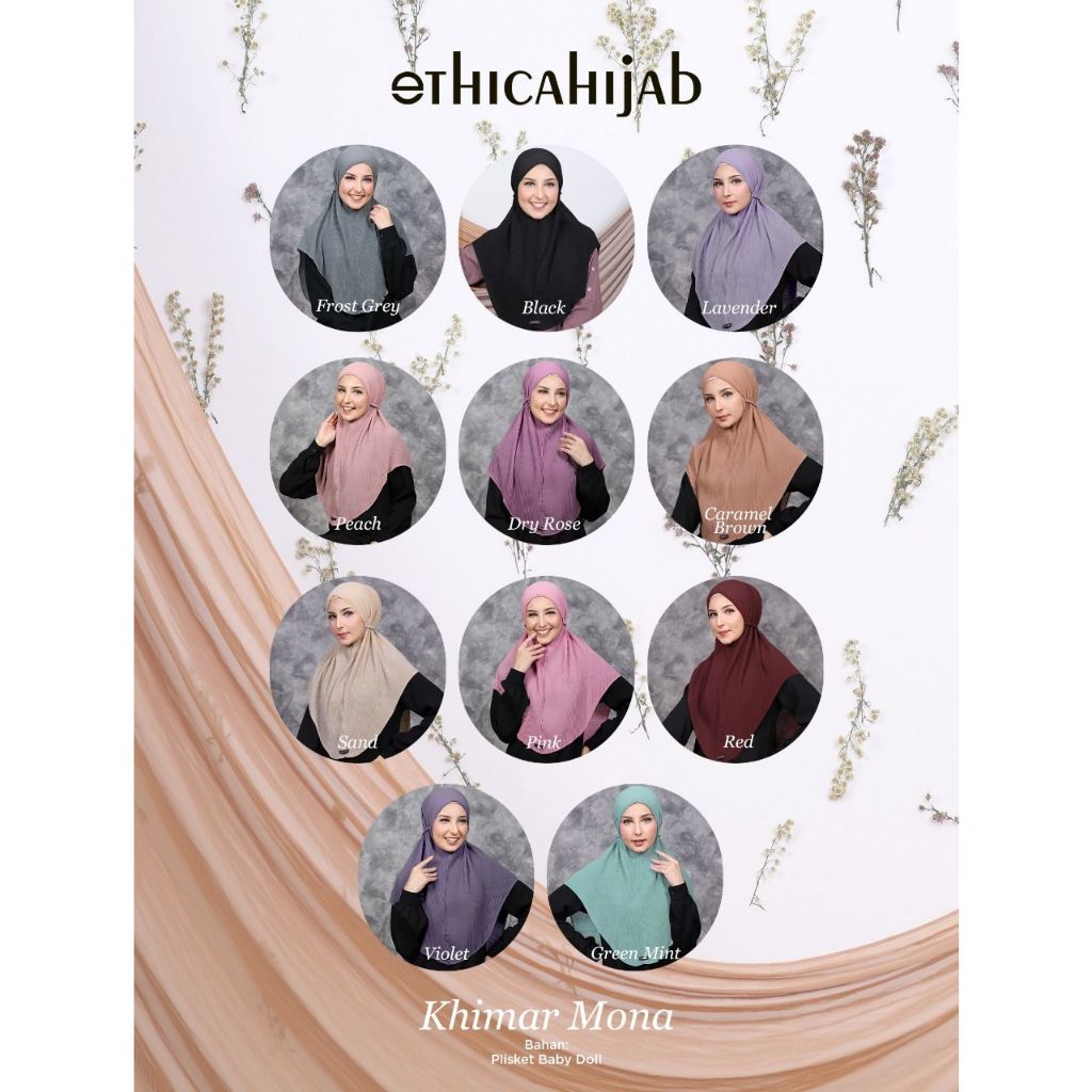 ETHICA JILBAB PLISKET BERGO MONA INSTAN TALI BELAKANG/KERUDUNG KHIMAR TANPA PET BEST SELLER