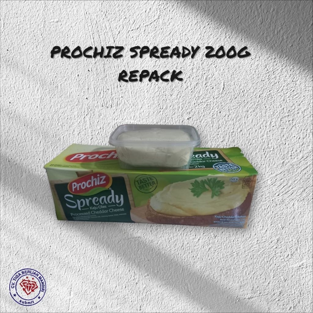 

Prochiz spready keju oles kemasan 200grm/pcs kemasan repack dari kemasan 2kg