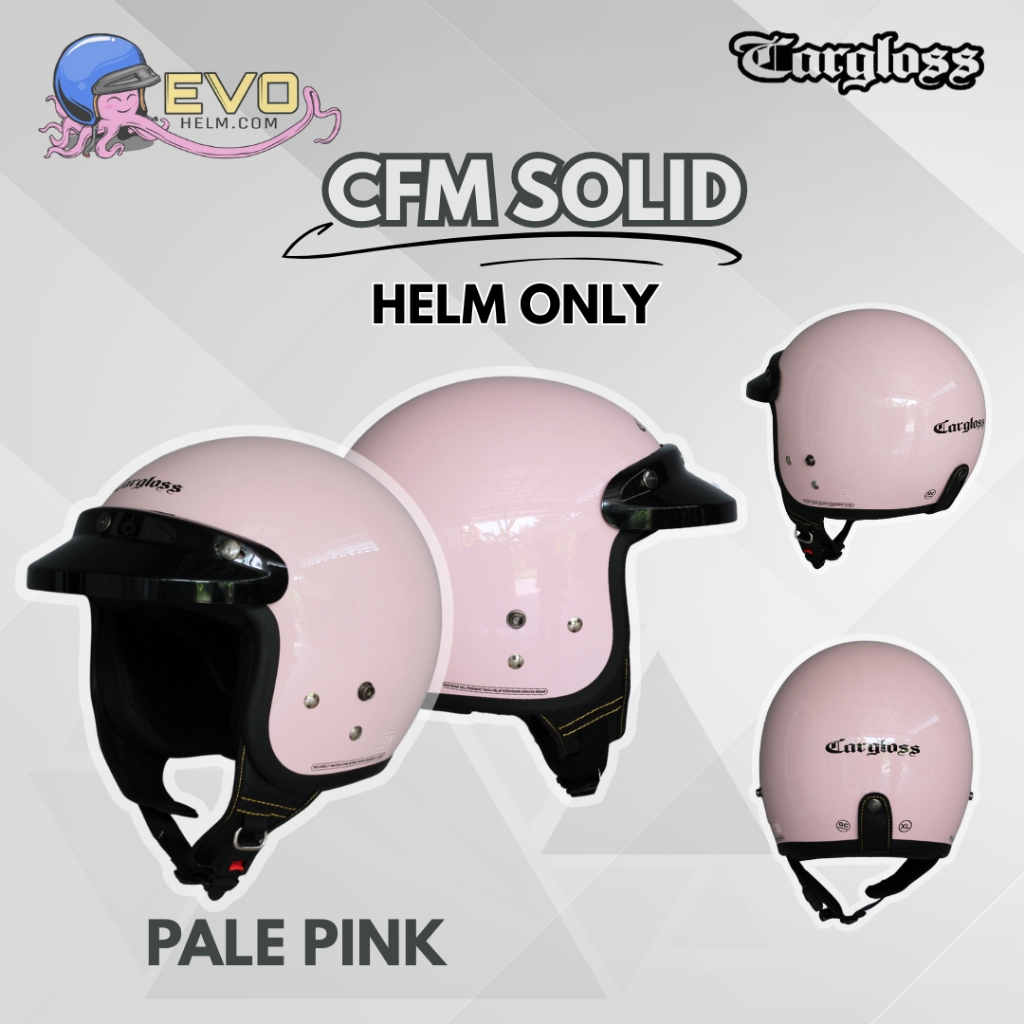 CARGLOSS CFM RETRO - PALE PINK PASTEL HELM HALF FACE PRIA & WANITA BUNDLING VISOR ORIGINAL TERLARIS