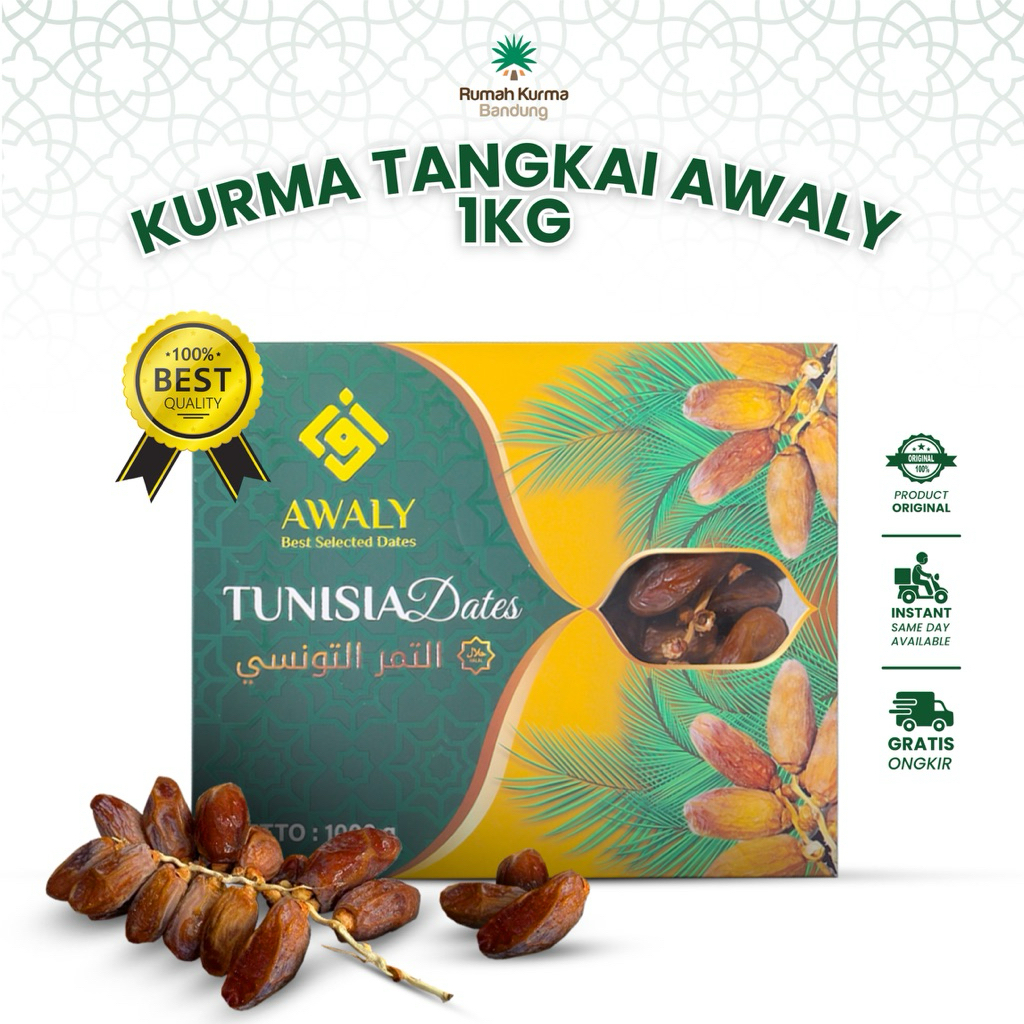 

Awaly Kurma Tunisia Tangkai 1 Kg Premium Deglet Noor Original Tunis High Quality