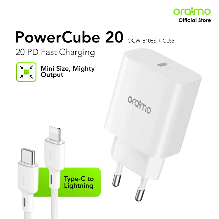 GROSIR❗CHARGER Oraimo 20W Type-C To LIGHNING (IPHONE) Powercube 20 OCW-E106S+CL54