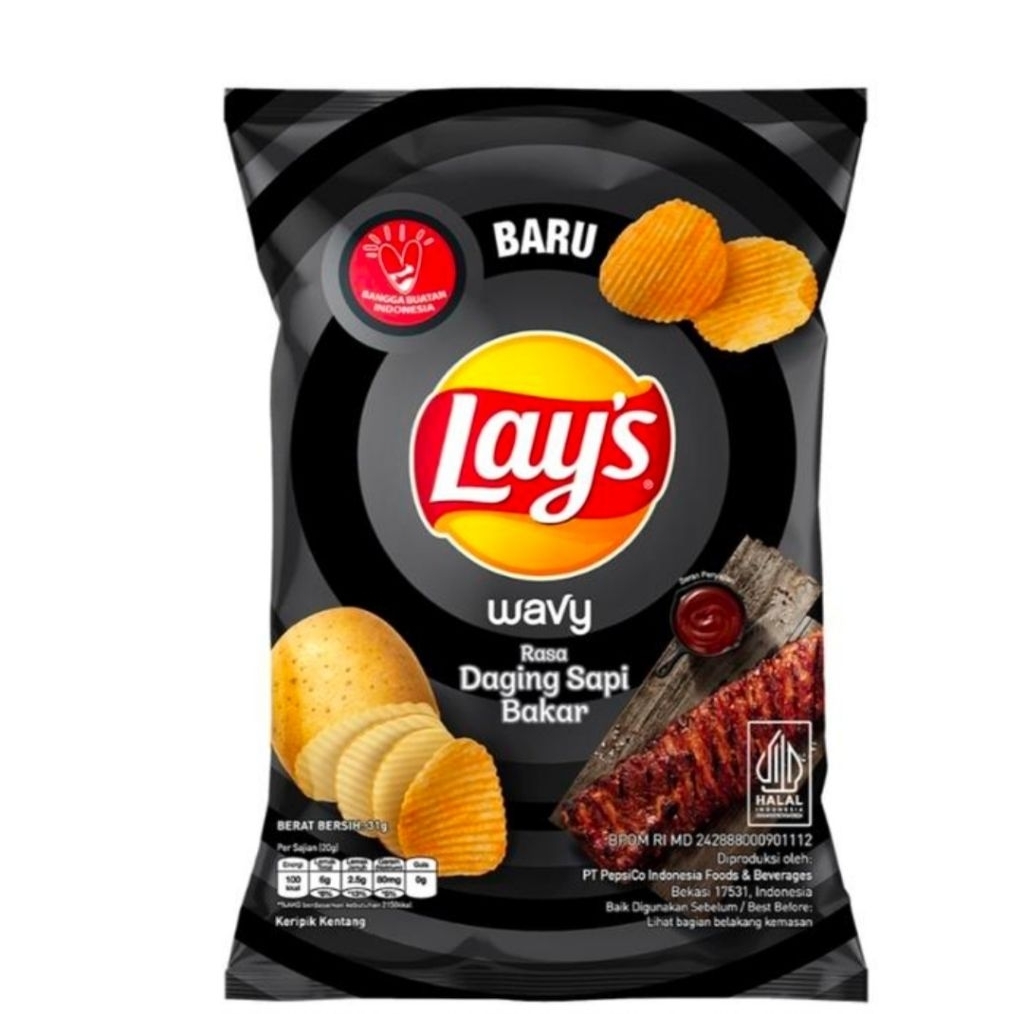

Lays Wavy Keripik Kentang Rasa Daging Sapi Bakar (31 Gr)