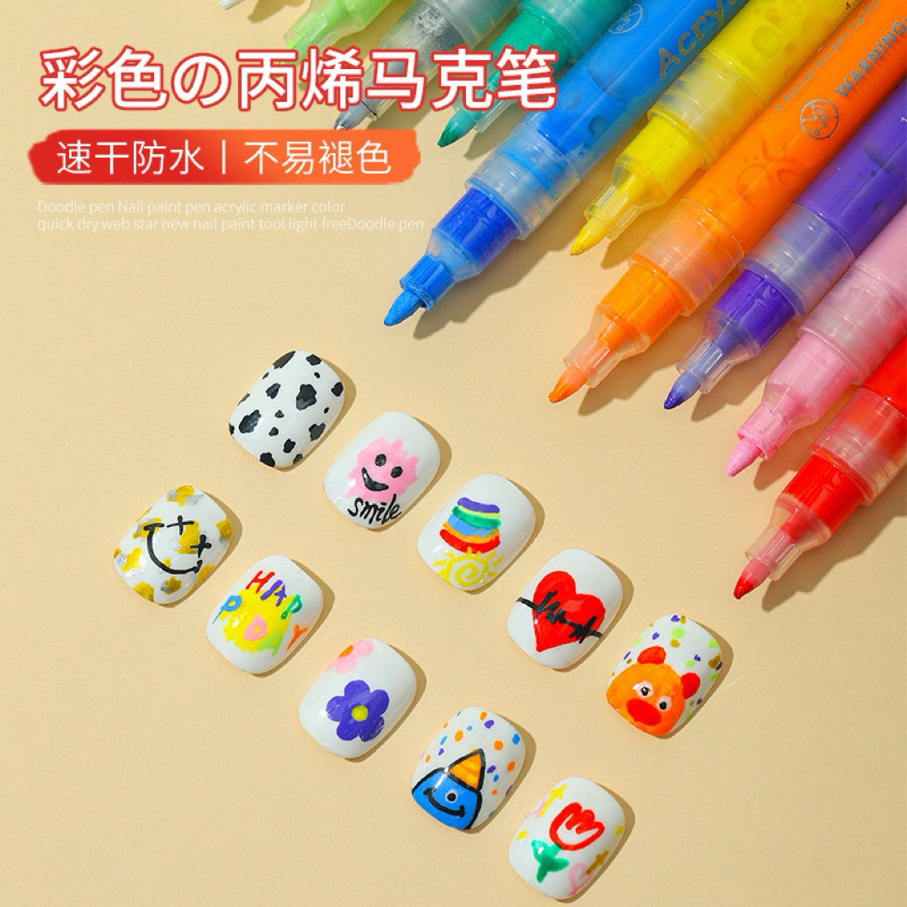 

ACRYLIC MARKER PEN NAIL ART 1 SET 12 WARNA SPIDOL KUKU