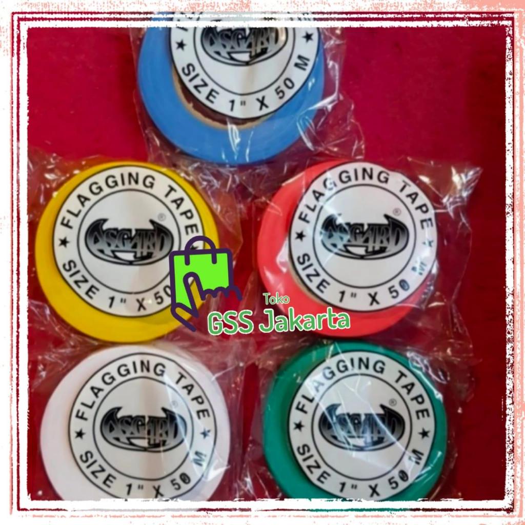 

ASGARD Pita Penanda Survey 1 Inch x 50 Meter Kualitas Terpercaya Warna Hjau Biru Kuning Merah Orange Pink