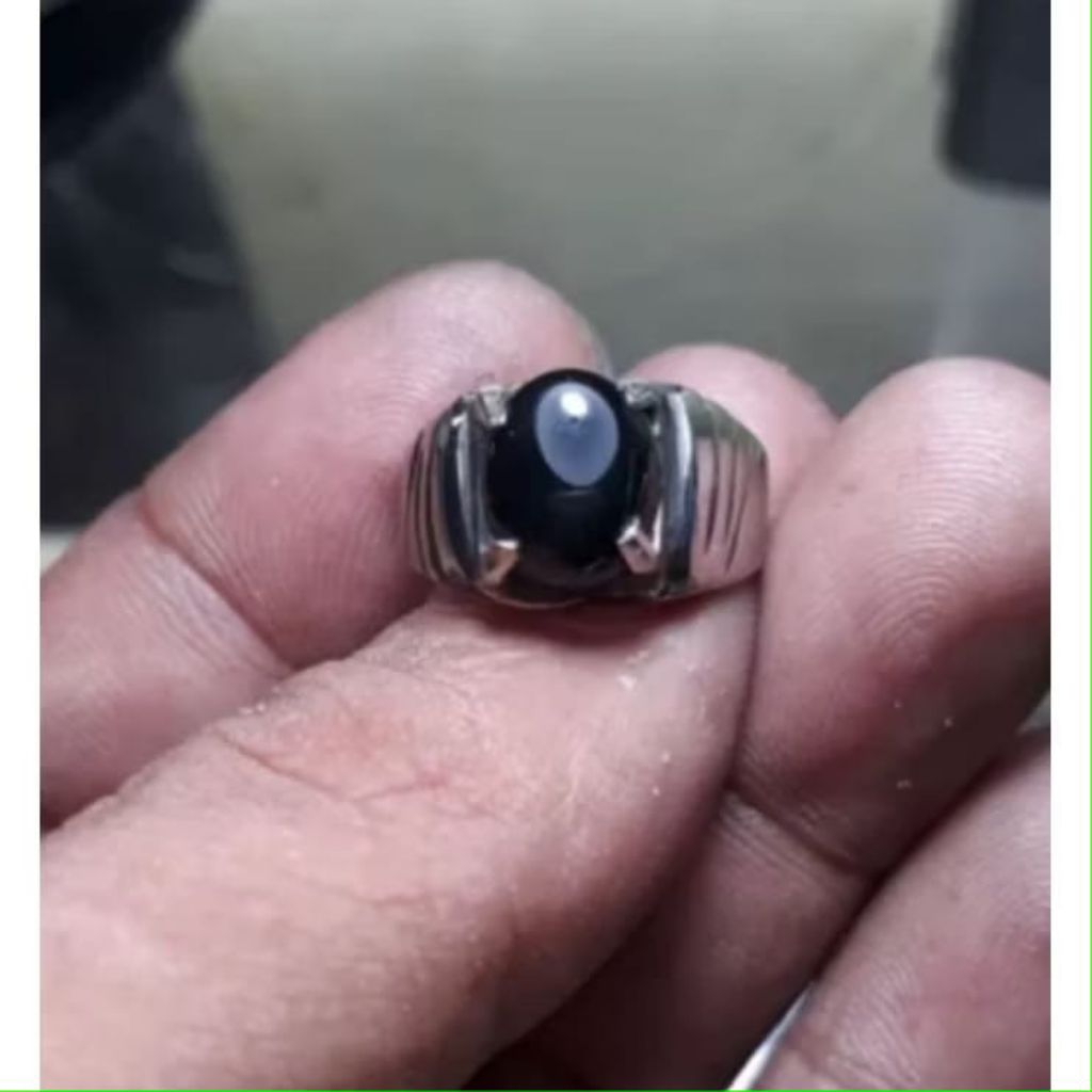 cincin batu akik yaman hitam mban monel harga terbaik