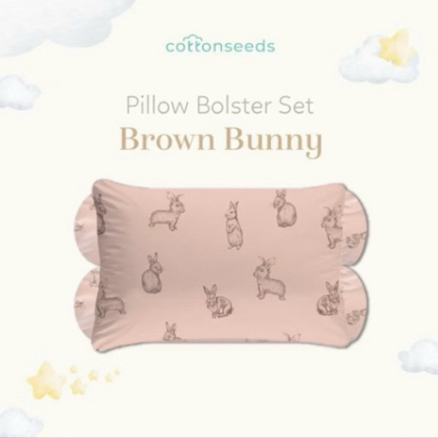 Cottonseeds Pillow Bolster Set Dreamy Bunny (Include 2 set Cover) Preloved