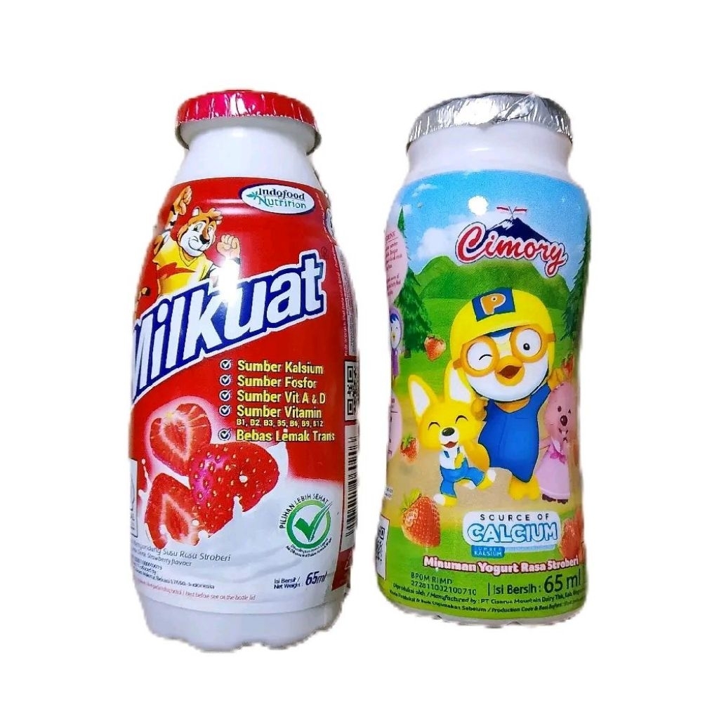 paket 10 MIX susu Cimory botol yogurt 65ml dan susu Milkuat botol 65ml