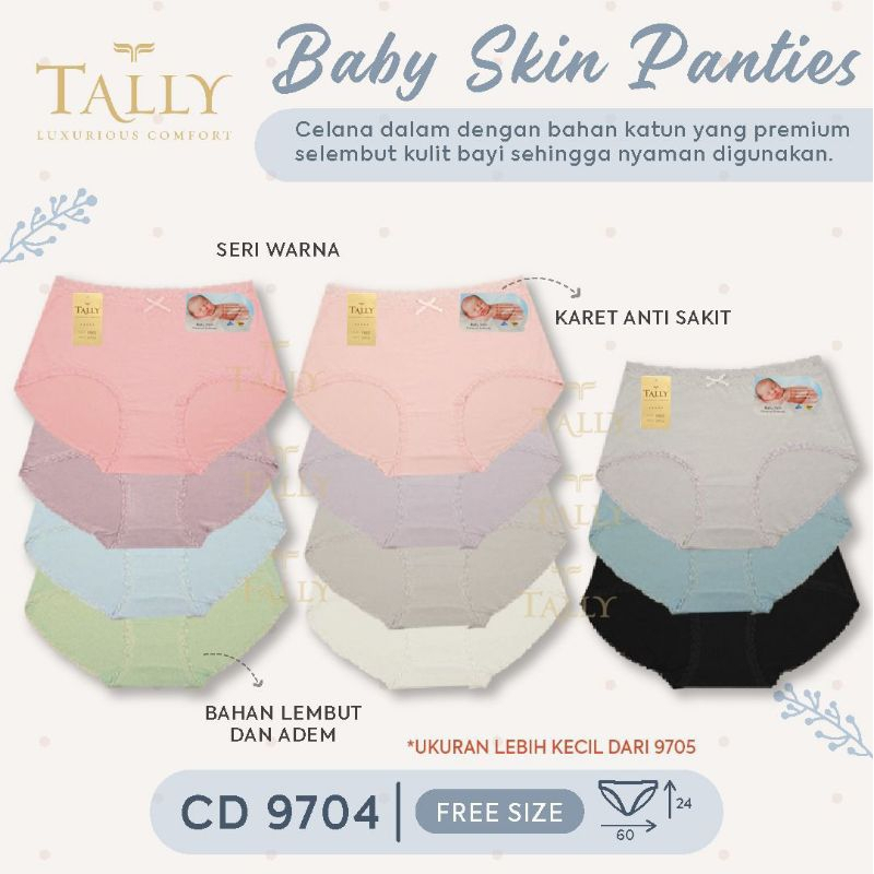 YISTORE98 - TALLY 9704  CD Celana Dalam Wanita Bahan Baby Skin Fit L - XL TALLY CD CELANA DALAM 9704