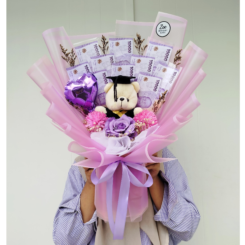 Kerangka Buket Boneka Wisuda Bunga Graduation Uang Kosong | Money Bouquet Kosong | Buket Bunga Palsu