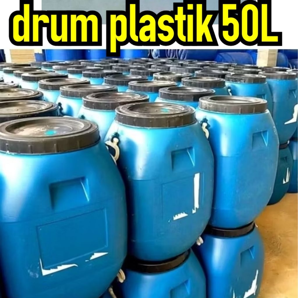 drum plastik 50liter tutup drat putar.bahan tebal hdpe bersih siap pakai