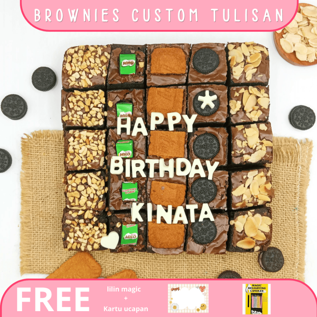 

Brownies Sekat Nama / Kue Brownis / Bronis Coklat / Brownies Custom Nama /Brownies Panggang