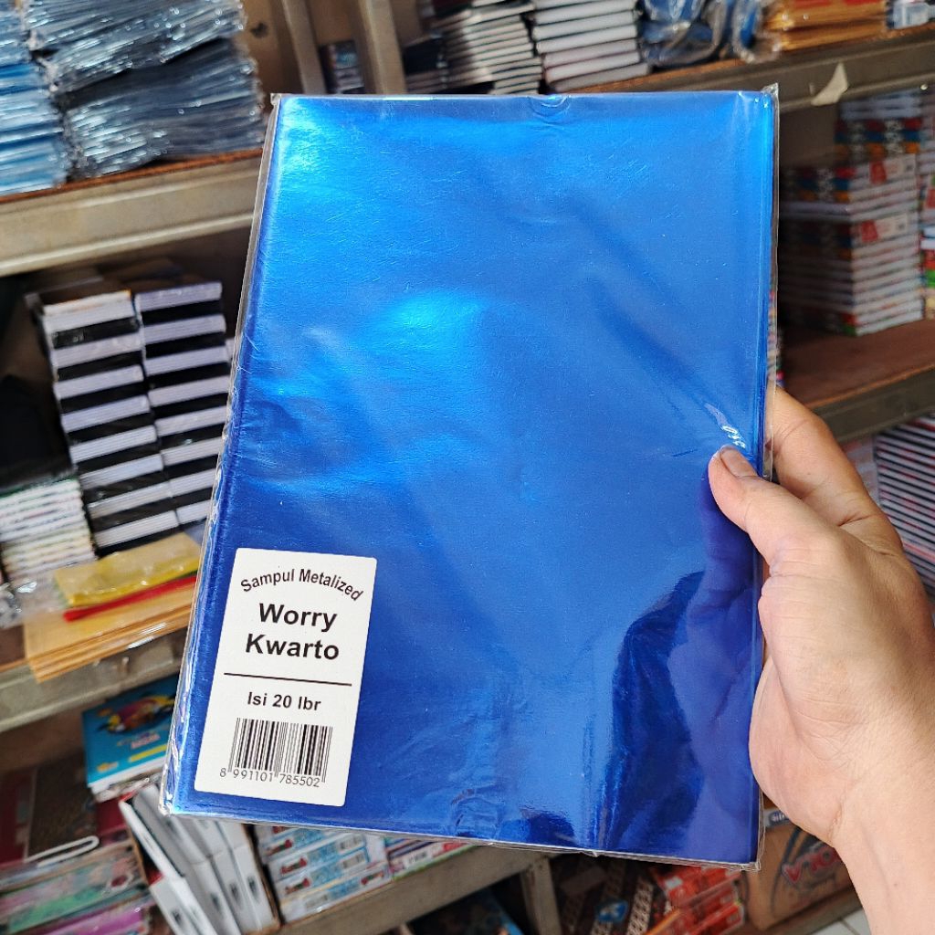 

1 Pak Sampul Buku Warna BIRU METALIK Tulis Isi 20 Lembar