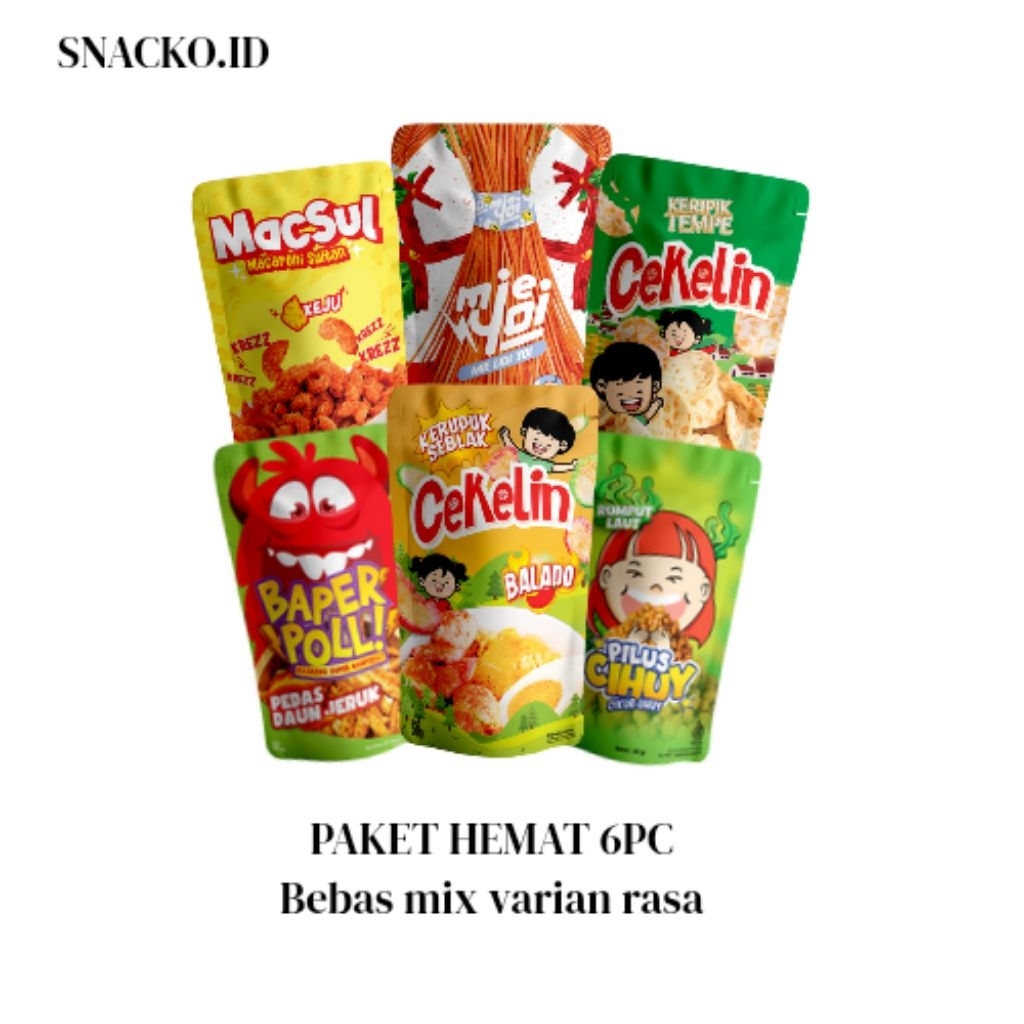 

(SNACKO.ID) Cekelin snack pedas, asin paket hemat 6pc bebas mix varian rasa