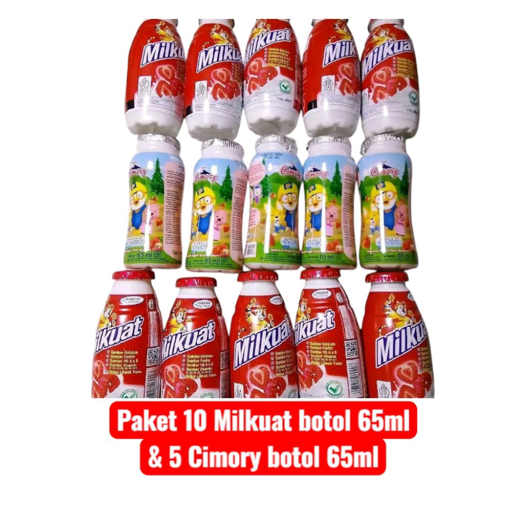 

paket 15mix(10 Milkuat botol&Cimory botol 65ml)