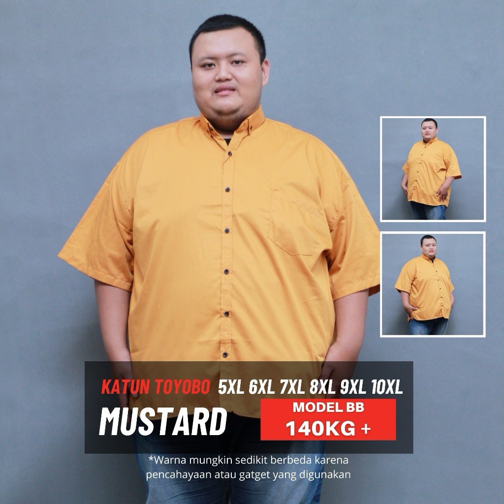 Kemeja jumbo Pria 9XL Mustard