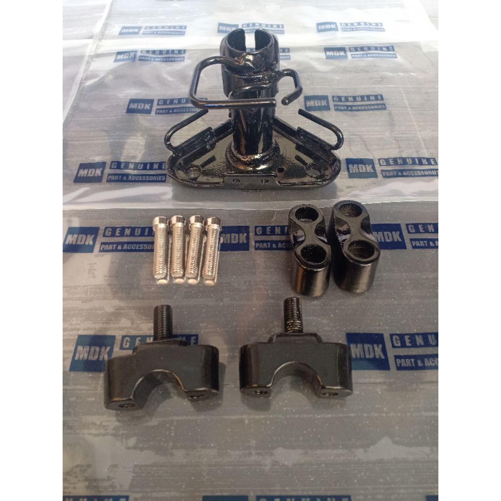 Dudukan stang x-ride + raiser x-ride + kleman x-ride + baut L (4pcs)