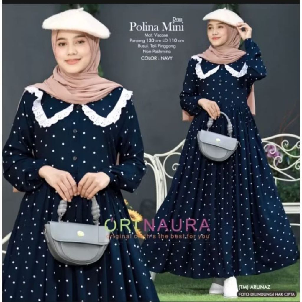 TERLARISSS...MIDI DRESS WANITA MOTIF POLKADOT BAHAN KATUN PREMIUM Gamis wanita kekinian terlaris