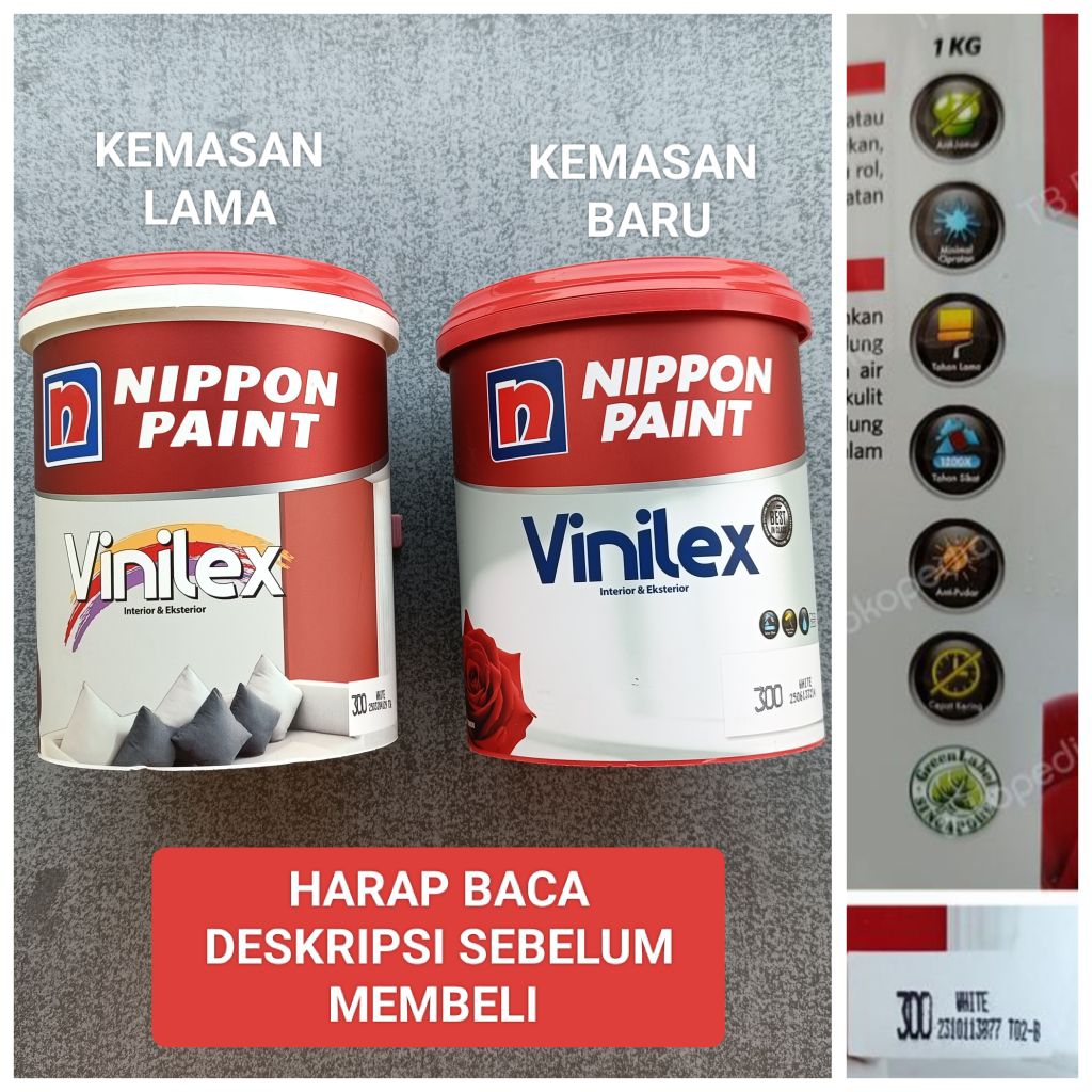 Vinilex 1 kg White 300 Cat Tembok Nippon Paint Warna Putih