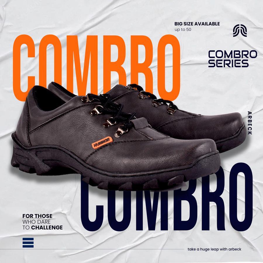 SEPATU SLIP ON PRIA ARBECK COMBRO CREAM BIG SIZE - Black, 45