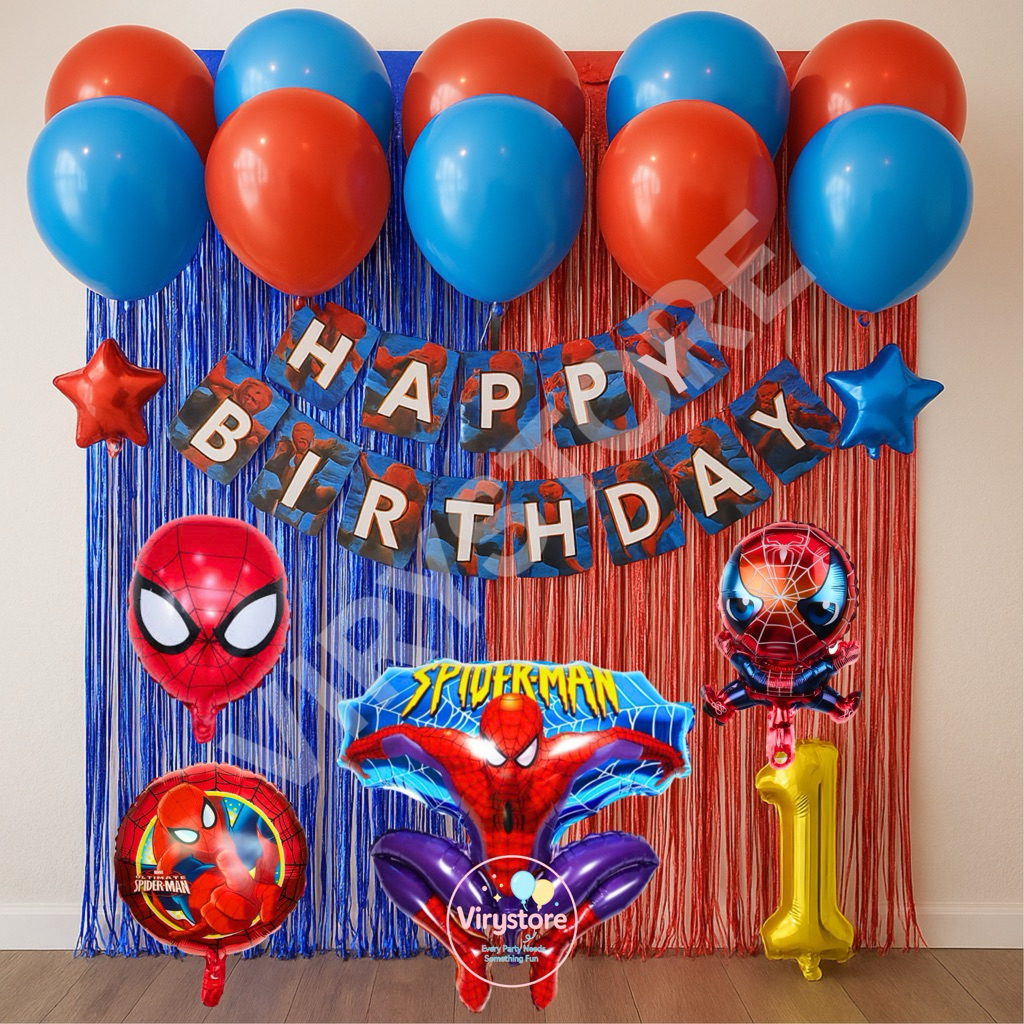 [ViryStore] Paket Set Dekorasi Ulang Tahun Spiderman/ Paket Ulang Tahun Spiderman