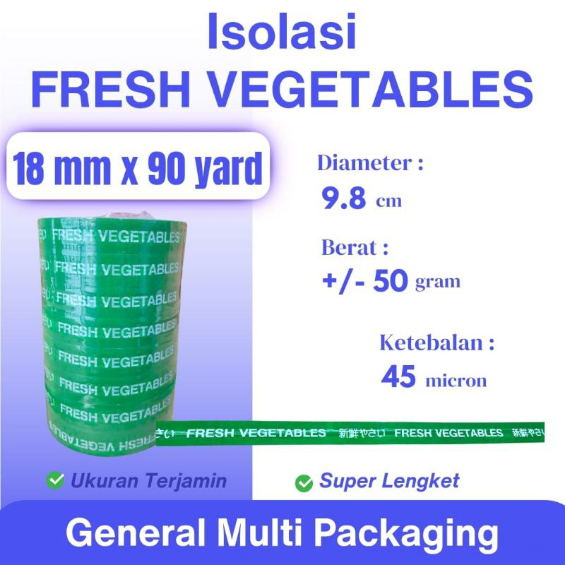 

Selotip Lakban Isolasi Sayur Sayuran Buah Fresh Vegetable 18 mm x 90 yard