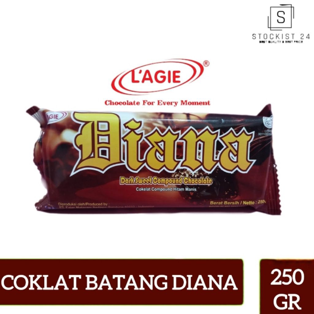 

LAGIE DIANA COKLAT BLOK 250 GR / LAGIE DARK CHOCOLATE COMPOUND 250 GR
