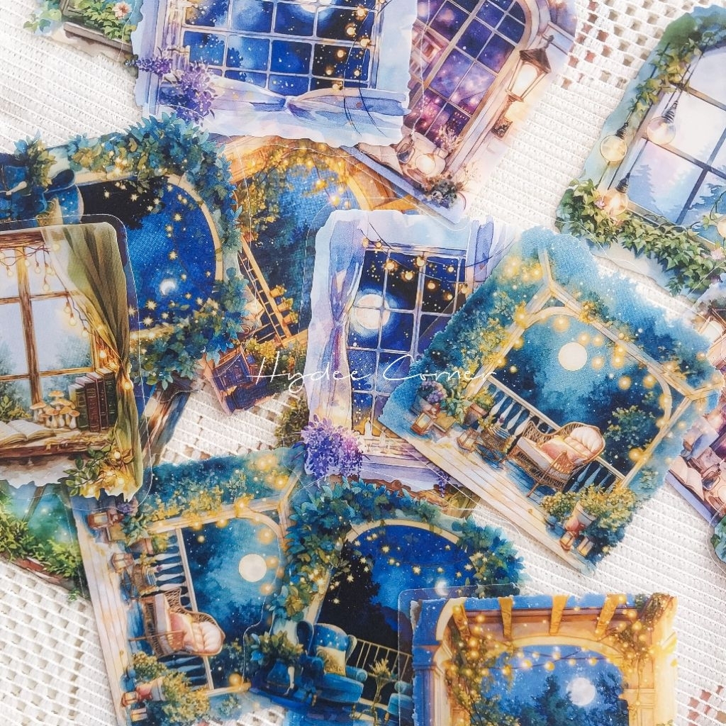 

5 pcs Starlight at the window sticker series / sticker cahaya bulan dan bintang dijendela