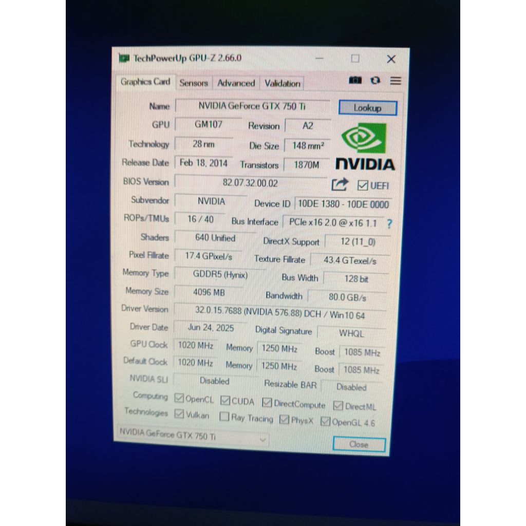 VGA bekas gtx750ti 4gb